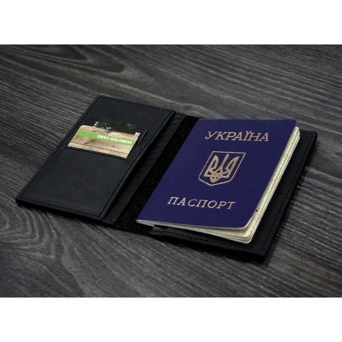 Кожаная обложка на паспорт "Карбон" 2.0 Графит-4