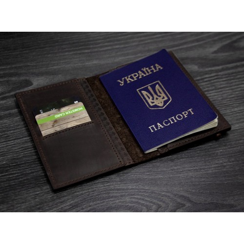 Кожаная обложка на паспорт "Карбон" 2.0 Орех-5