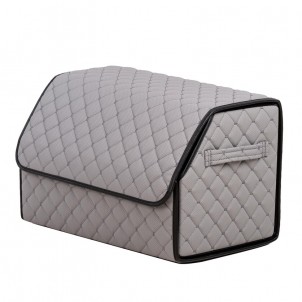 Органайзер саквояж в багажник авто з еко-шкіри Avtocase 50*30*30 Світло-сірий-1