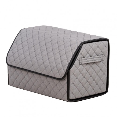 Органайзер саквояж в багажник авто з еко-шкіри Avtocase 50*30*30 Світло-сірий-1