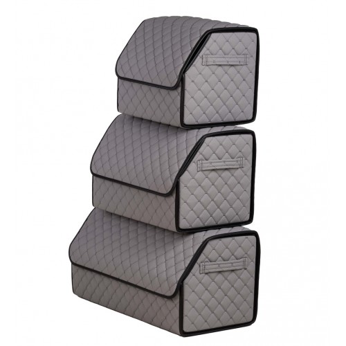 Органайзер саквояж в багажник авто з еко-шкіри Avtocase 50*30*30 Світло-сірий-5
