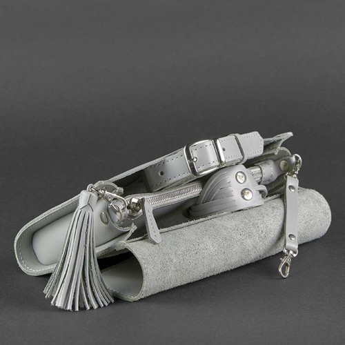Кожаная сумочка "Элис" Серая-2