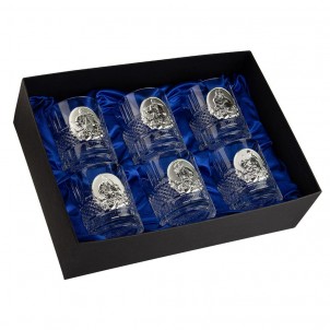 Набір склянок для віскі "Козаки" Boss Crystal 6 штук Кришталь Срібло (Італія)-1