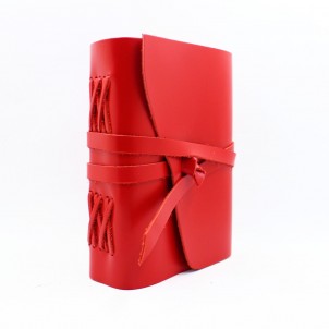 Кожаный блокнот формата B6 Comfy Strap Red-1