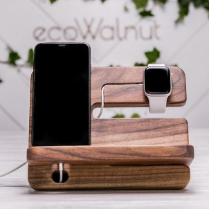 Дерев'яна підставка-органайзер для телефона і годиника Unisex iWatch -1
