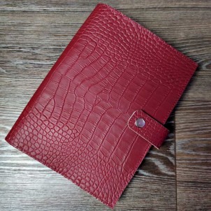 Кожаный блокнот на кольцах Business Bordo Crocodile-1
