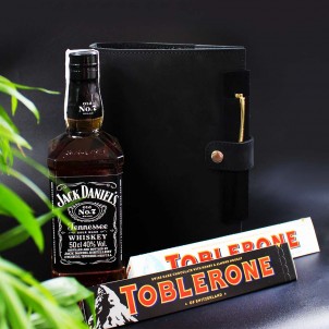 Деловой подарочный набор мужчине с виски Jack Daniels и кожаным блокнотом Business Box ▶FRANKLIN -1