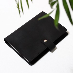 Шкіряний блокнот на кільцях Business Black-1