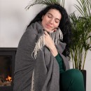 Плед кашеміровий з бахромою Темно-сірий Love You 140х220 см-2