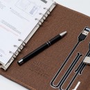 Смарт блокнот з повербанком та бездротовою зарядкою текстильний Brown (Гравіювання включено)-3
